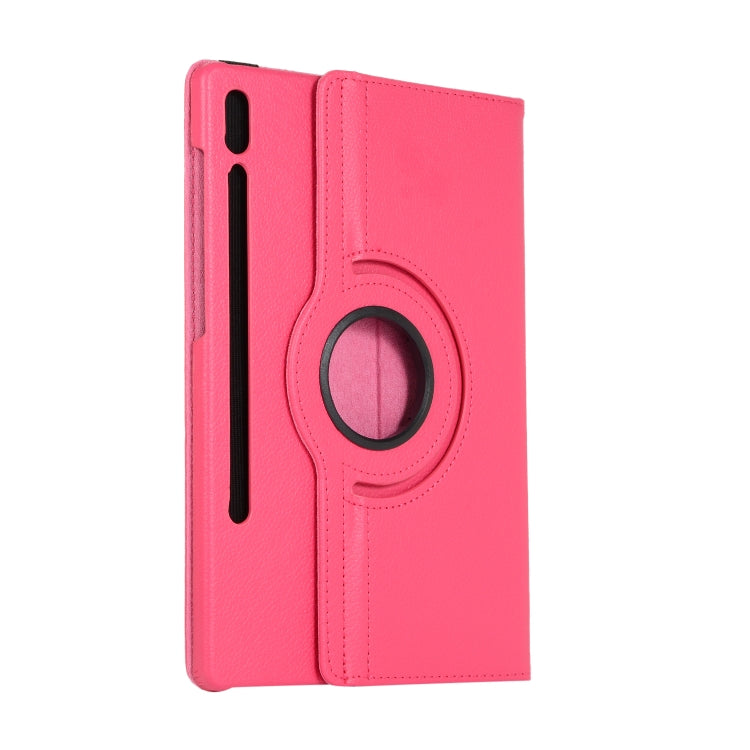 ENKAY 360 Degree Rotation Lichi Texture Leather Case with Holder for Samsung Galaxy Tab S6 10.5 T860 / T865(Rose Red) by ENKAY