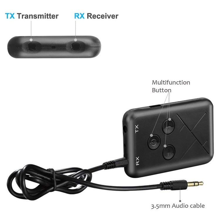JDEX-TX10 Wireless 2-in-1 3.5mm Bluetooth 4.2 Audio Receiver And Transmitter Adapter by bashfashion
