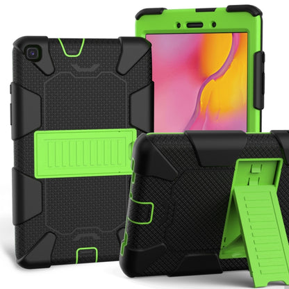 For Galaxy Tab A8.0 2019 / T290 Shockproof Two-Color Silicone Protection Case with Holder(Black+Green) by bashfashion