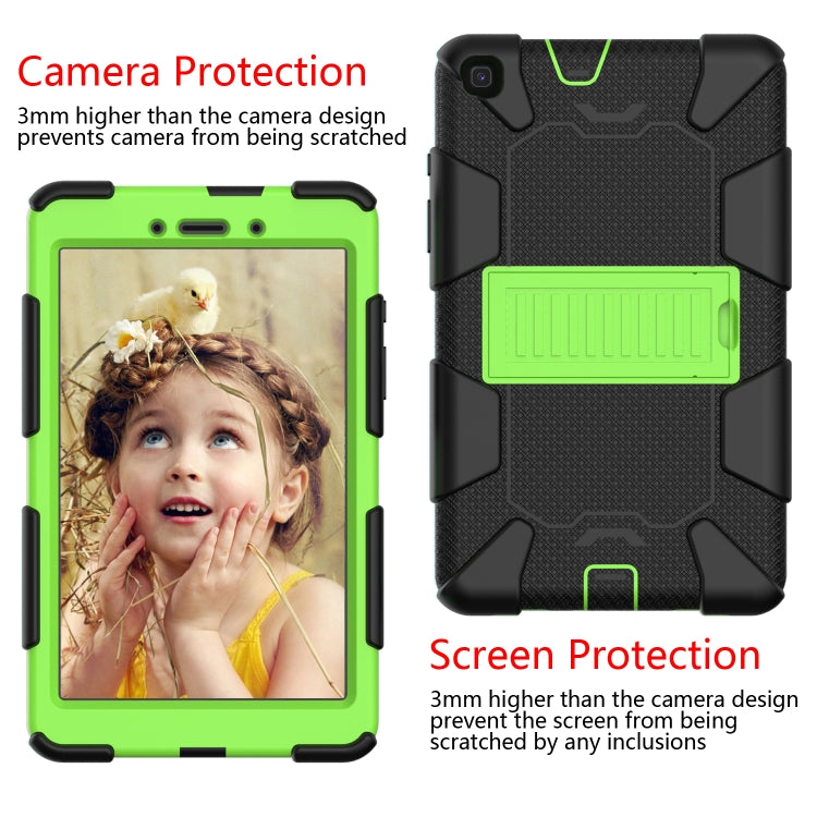 For Galaxy Tab A8.0 2019 / T290 Shockproof Two-Color Silicone Protection Case with Holder(Black+Green) by bashfashion