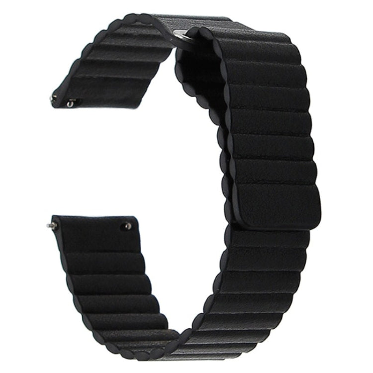For Samsung Gear S2 / Active2 20mm Magnetic Buckle Leather Watch Band(black) by bashfashion