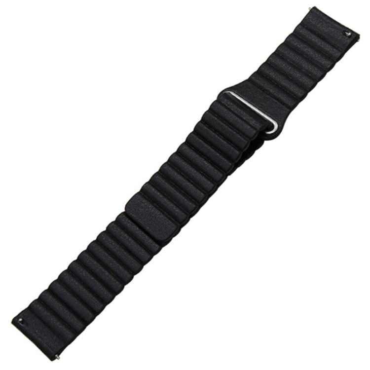 For Samsung Gear S2 / Active2 20mm Magnetic Buckle Leather Watch Band(black) by bashfashion