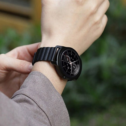 For Samsung Gear S2 / Active2 20mm Magnetic Buckle Leather Watch Band(black) by bashfashion