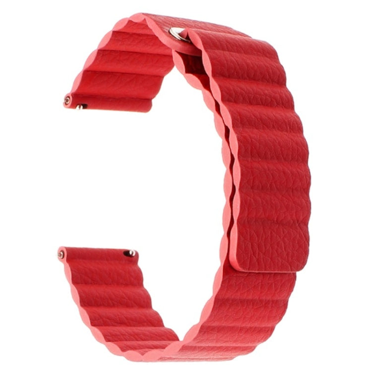 For Samsung Gear S2 / Active2 20mm Magnetic Buckle Leather Watch Band(red) by bashfashion