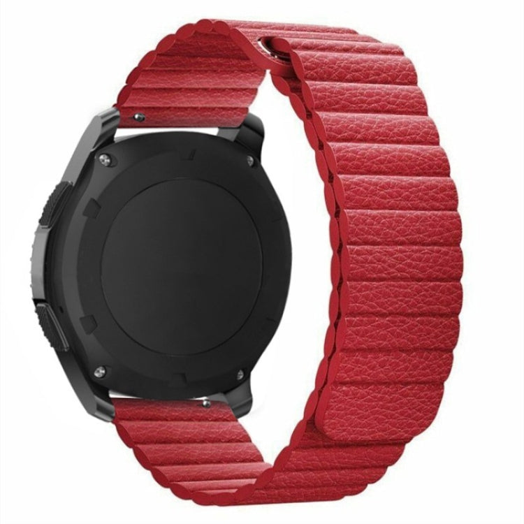 For Samsung Gear S2 / Active2 20mm Magnetic Buckle Leather Watch Band(red) by bashfashion