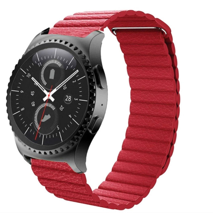 For Samsung Gear S2 / Active2 20mm Magnetic Buckle Leather Watch Band(red) by bashfashion