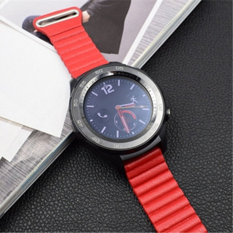 For Samsung Gear S2 / Active2 20mm Magnetic Buckle Leather Watch Band(red) by bashfashion