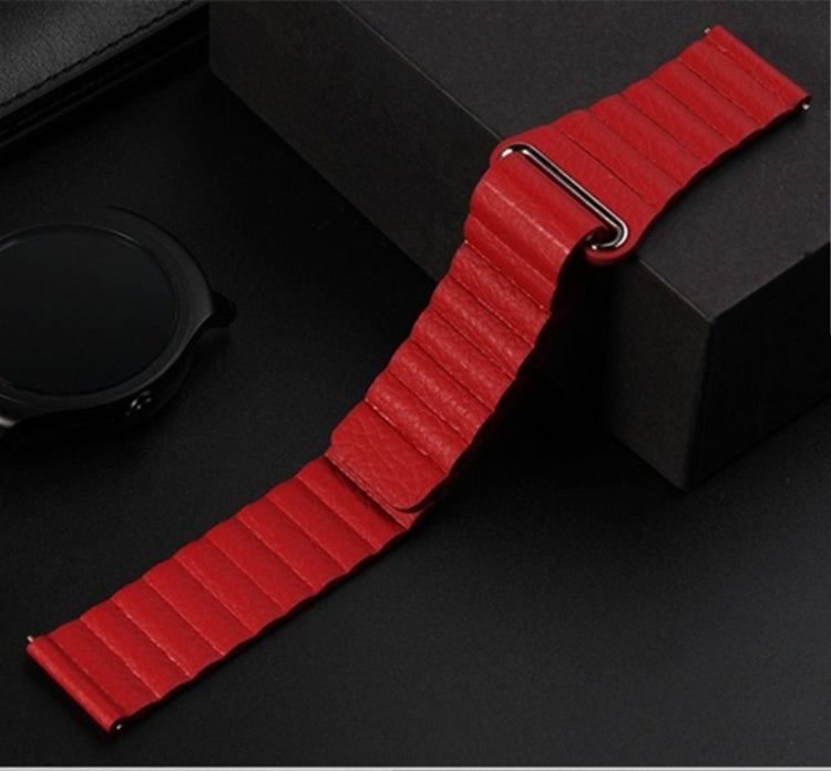 For Samsung Gear S2 / Active2 20mm Magnetic Buckle Leather Watch Band(red) by bashfashion