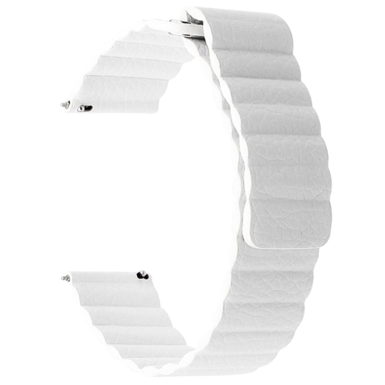 For Samsung Gear S2 / Active2 20mm Magnetic Buckle Leather Watch Band(white) by bashfashion