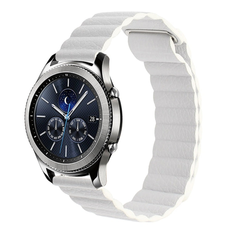 For Samsung Gear S2 / Active2 20mm Magnetic Buckle Leather Watch Band(white) by bashfashion