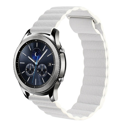For Samsung Gear S2 / Active2 20mm Magnetic Buckle Leather Watch Band(white) by bashfashion