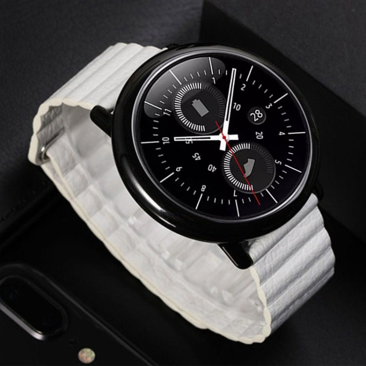 For Samsung Gear S2 / Active2 20mm Magnetic Buckle Leather Watch Band(white) by bashfashion