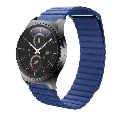 For Samsung Gear S2 / Active2 20mm Magnetic Buckle Leather Watch Band(blue) by bashfashion