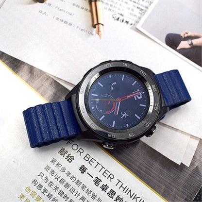 For Samsung Gear S2 / Active2 20mm Magnetic Buckle Leather Watch Band(blue) by bashfashion