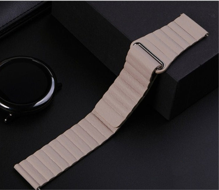 For Samsung Gear S2 / Active2 20mm Magnetic Buckle Leather Watch Band(Light brown) by bashfashion