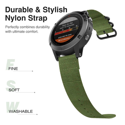 For Garmin Fenix 3 / 5X Universal 26MM Three-ring Nylon Watch Band(Army Green) by bashfashion