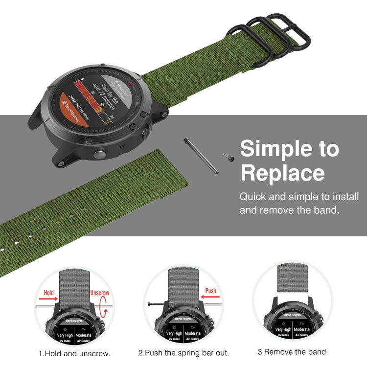 For Garmin Fenix 3 / 5X Universal 26MM Three-ring Nylon Watch Band(Army Green) by bashfashion