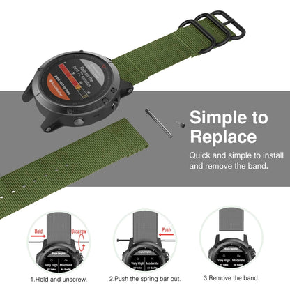 For Garmin Fenix 3 / 5X Universal 26MM Three-ring Nylon Watch Band(Army Green) by bashfashion