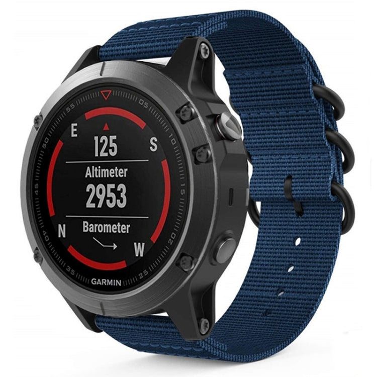 For Garmin Fenix 5 22mm Three-ring Nylon Watch Band(Mazarine) by bashfashion