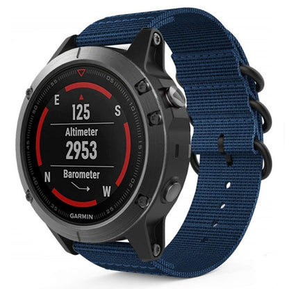 For Garmin Fenix 5 22mm Three-ring Nylon Watch Band(Mazarine) by bashfashion