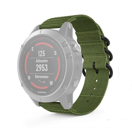 For Garmin Fenix 5S 20mm Three-ring Nylon Watch Band(Army Green) by bashfashion