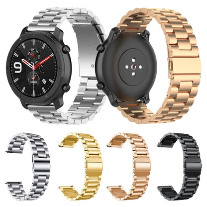 Suitable For Samsung Gear S2 Sport / Galaxy Watch Active 2 20mm 3-Beads Stainless Steel Metal Watch Band (black) by bashfashion