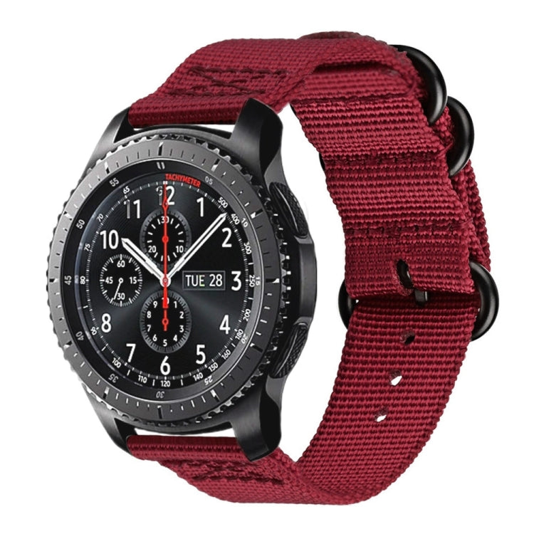 For Samsung Galaxy Watch Active 2 20mm / Gear S3 Nylon Three-ring Watch Band(Wine Red) by bashfashion