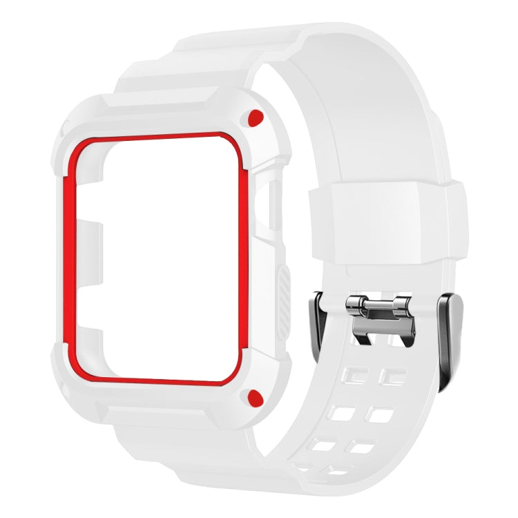 For Apple Watch 3 / 2 / 1 Generation 42mm All-In-One Silicone Strap(White + Red) by bashfashion