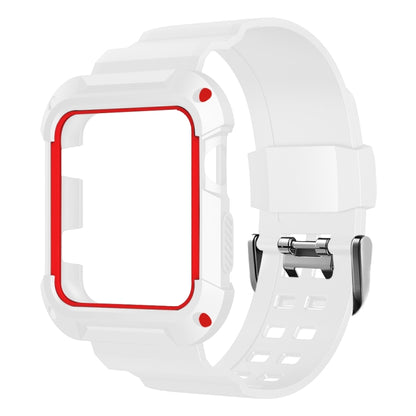 For Apple Watch 3 / 2 / 1 Generation 42mm All-In-One Silicone Strap(White + Red) by bashfashion