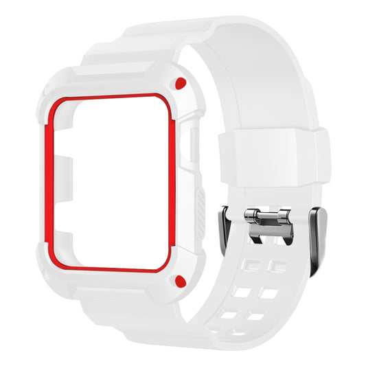 For Apple Watch 3 / 2 / 1 Generation 42mm All-In-One Silicone Strap(White + Red) by bashfashion