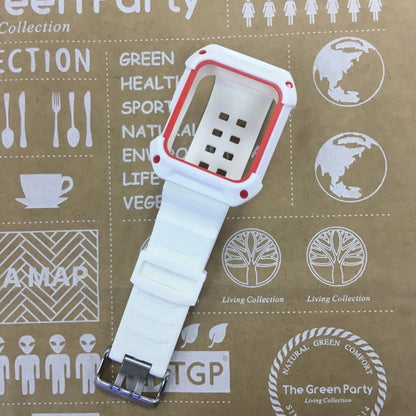 For Apple Watch 3 / 2 / 1 Generation 42mm All-In-One Silicone Strap(White + Red) by bashfashion