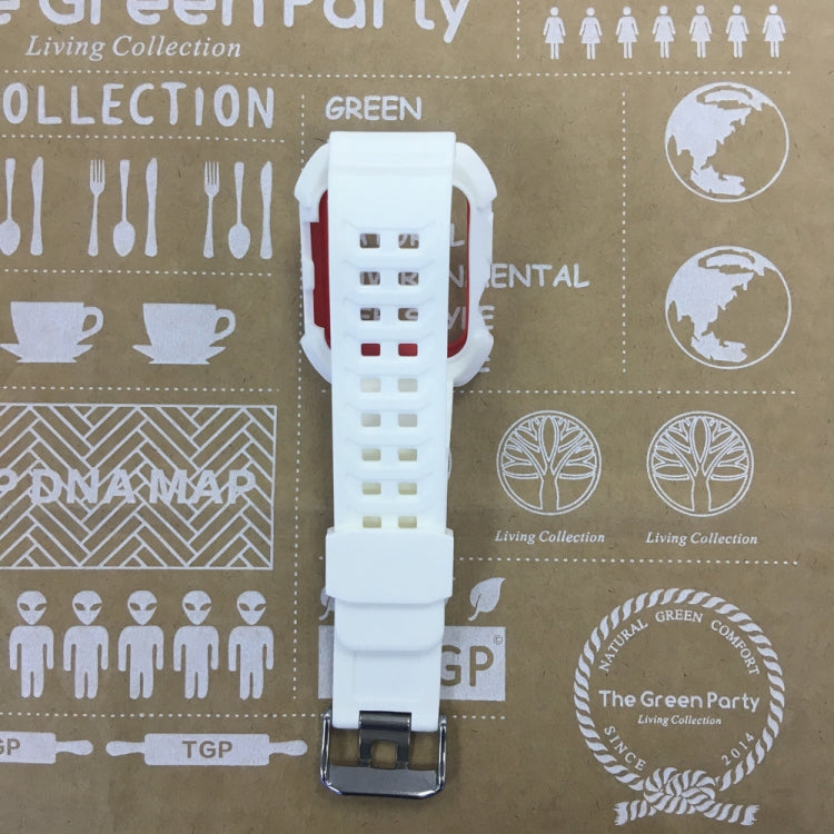 For Apple Watch 3 / 2 / 1 Generation 42mm All-In-One Silicone Strap(White + Red) by bashfashion