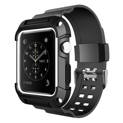 For Apple Watch 3 / 2 / 1 Generation 42mm All-In-One Silicone Strap(Black + White) by bashfashion