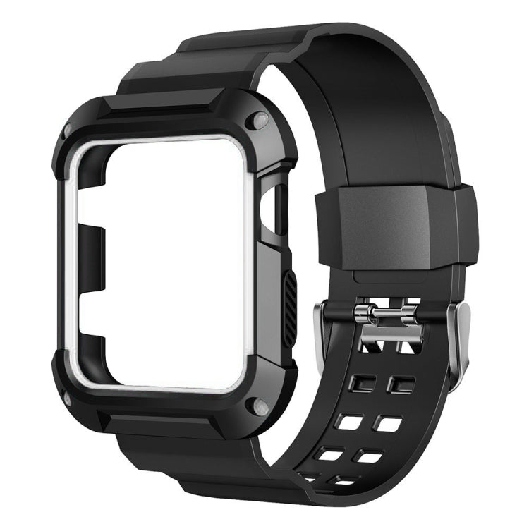 For Apple Watch 3 / 2 / 1 Generation 42mm All-In-One Silicone Strap(Black + White) by bashfashion