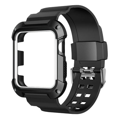 For Apple Watch 3 / 2 / 1 Generation 42mm All-In-One Silicone Strap(Black + White) by bashfashion