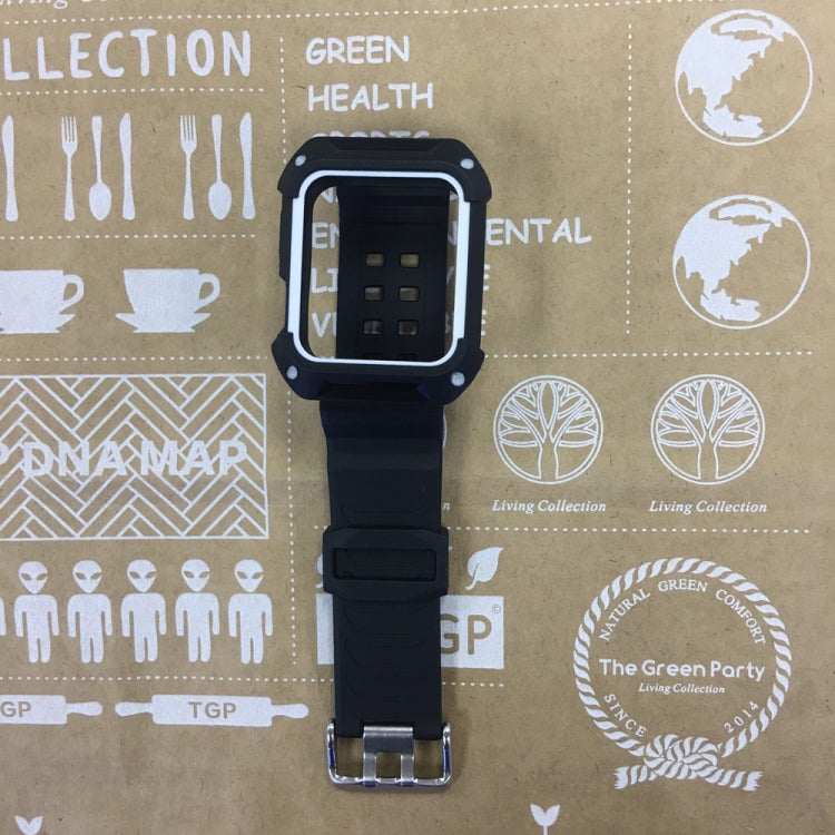 For Apple Watch 3 / 2 / 1 Generation 42mm All-In-One Silicone Strap(Black + White) by bashfashion