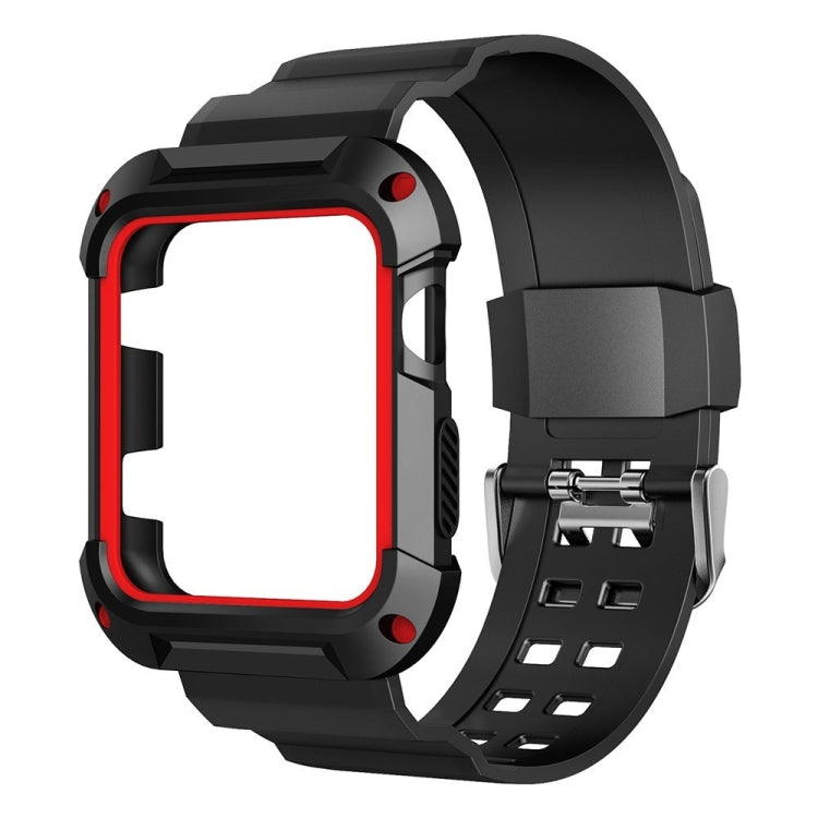 For Apple Watch 3 / 2 / 1 Generation 42mm All-In-One Silicone Strap(Black + Red) by bashfashion