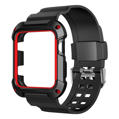 For Apple Watch 3 / 2 / 1 Generation 42mm All-In-One Silicone Strap(Black + Red) by bashfashion