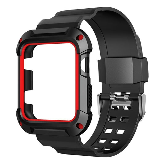 For Apple Watch 3 / 2 / 1 Generation 42mm All-In-One Silicone Strap(Black + Red) by bashfashion