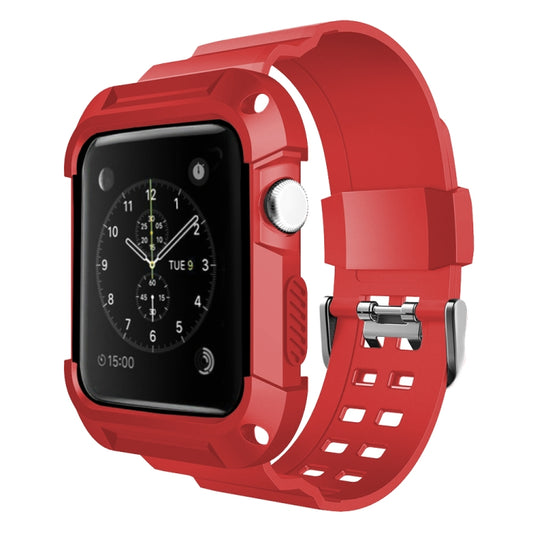 For Apple Watch 3 / 2 / 1 Generation 42mm All-In-One Silicone Strap(Red + Black) by bashfashion