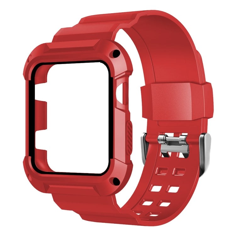 For Apple Watch 3 / 2 / 1 Generation 42mm All-In-One Silicone Strap(Red + Black) by bashfashion