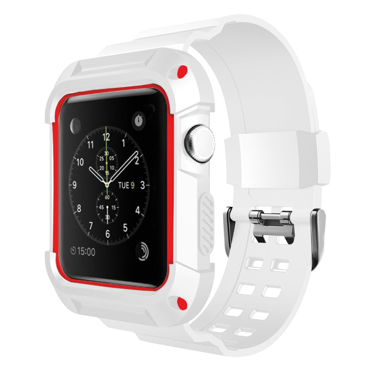 For Apple Watch 3 / 2 / 1 Generation 38mm All-In-One Silicone Strap(White + Red) by bashfashion