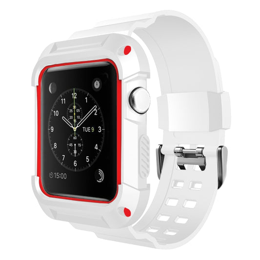 For Apple Watch 3 / 2 / 1 Generation 38mm All-In-One Silicone Strap(White + Red) by bashfashion