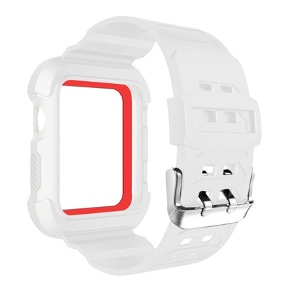 For Apple Watch 3 / 2 / 1 Generation 38mm All-In-One Silicone Strap(White + Red) by bashfashion