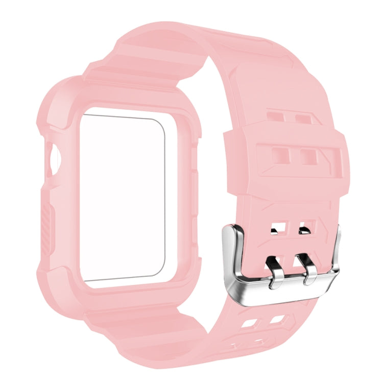For Apple Watch 3 / 2 / 1 Generation 38mm All-In-One Silicone Strap(Pink + White) by bashfashion