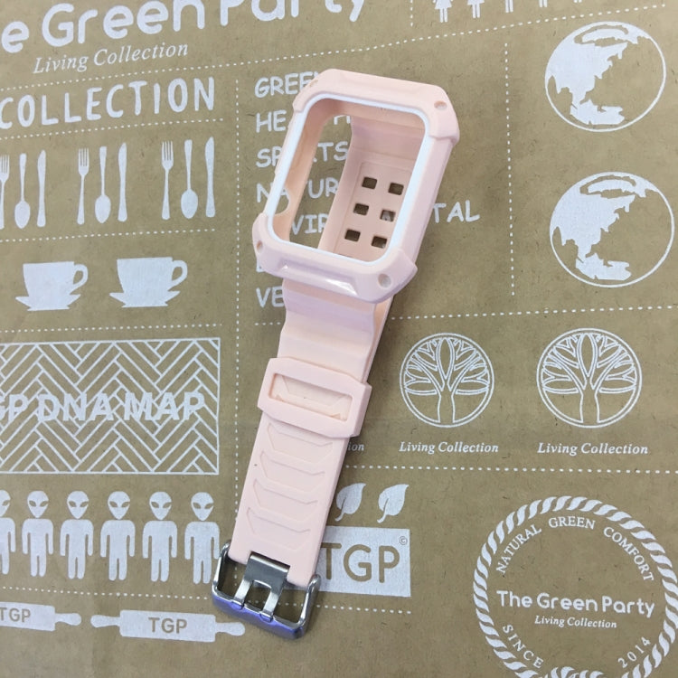 For Apple Watch 3 / 2 / 1 Generation 38mm All-In-One Silicone Strap(Pink + White) by bashfashion