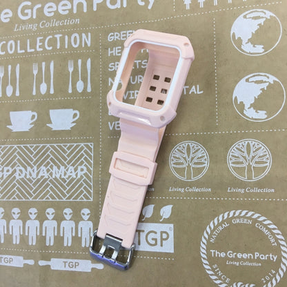 For Apple Watch 3 / 2 / 1 Generation 38mm All-In-One Silicone Strap(Pink + White) by bashfashion