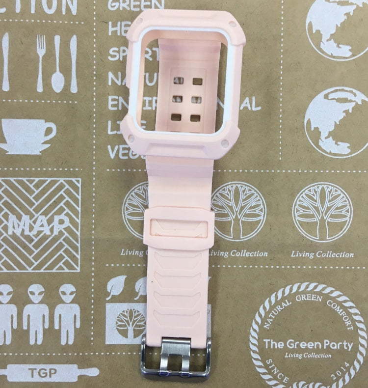 For Apple Watch 3 / 2 / 1 Generation 38mm All-In-One Silicone Strap(Pink + White) by bashfashion