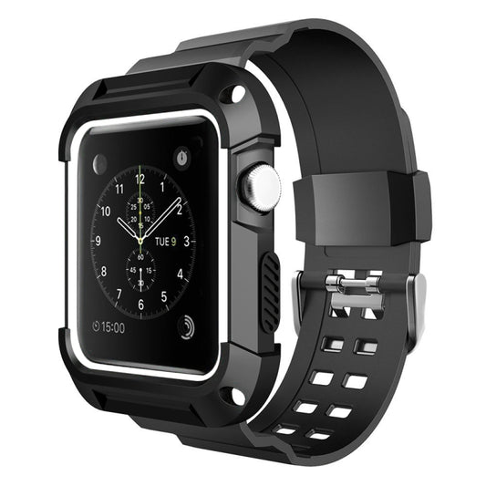 For Apple Watch 3 / 2 / 1 Generation 38mm All-In-One Silicone Strap(Black + White) by bashfashion