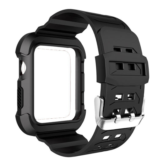 For Apple Watch 3 / 2 / 1 Generation 38mm All-In-One Silicone Strap(Black + White) by bashfashion